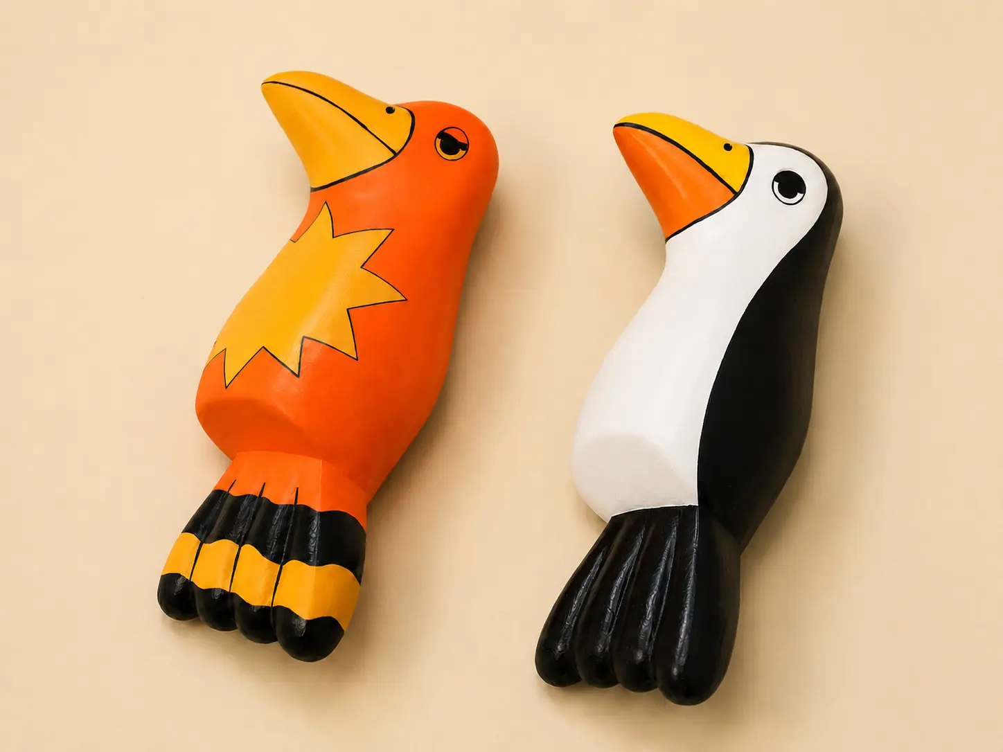 Tucanos Laranja e Cordel, as duas pinturas da coleção Pássaros